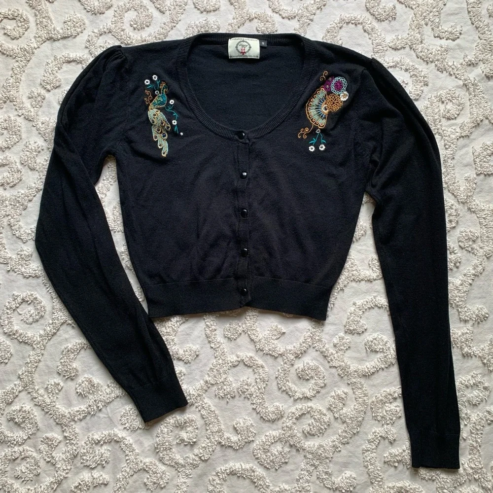 Banned Apparel Peacock Cropped Cardigan small - Picture 10 of 10